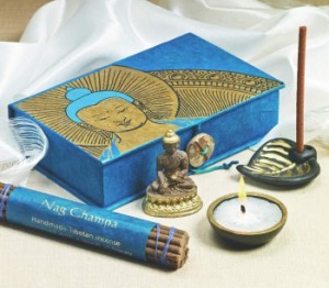 blue gift box for buddha beads