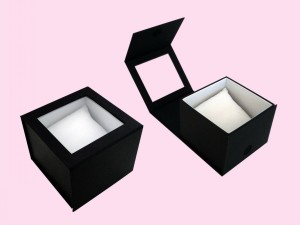 watch box with window and flocked pillow