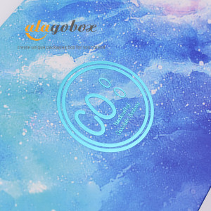 blue foiled logo on 24pc bonbon box